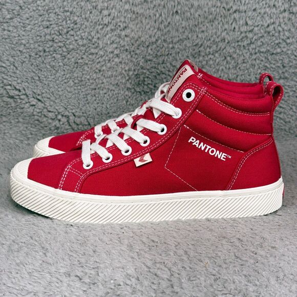 Cariuma Pantone Viva Magenta Womens Size 8 High Top Sneakers Shoes Red Canvas - Picture 3 of 9